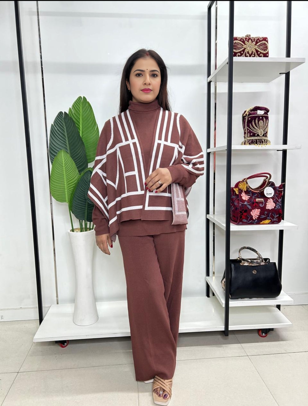 Western Winter Co-ord Set - Cofee