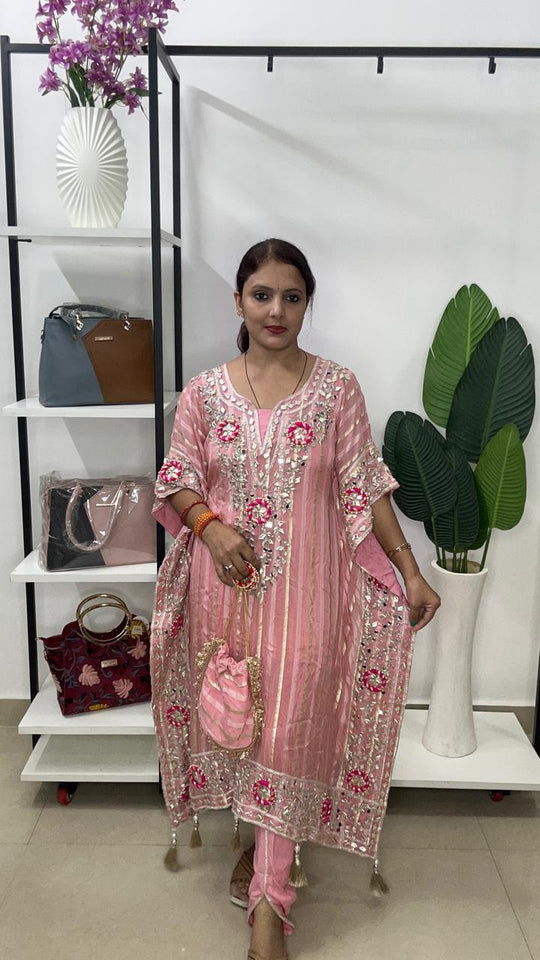 Festive pink Organza Kaftan
