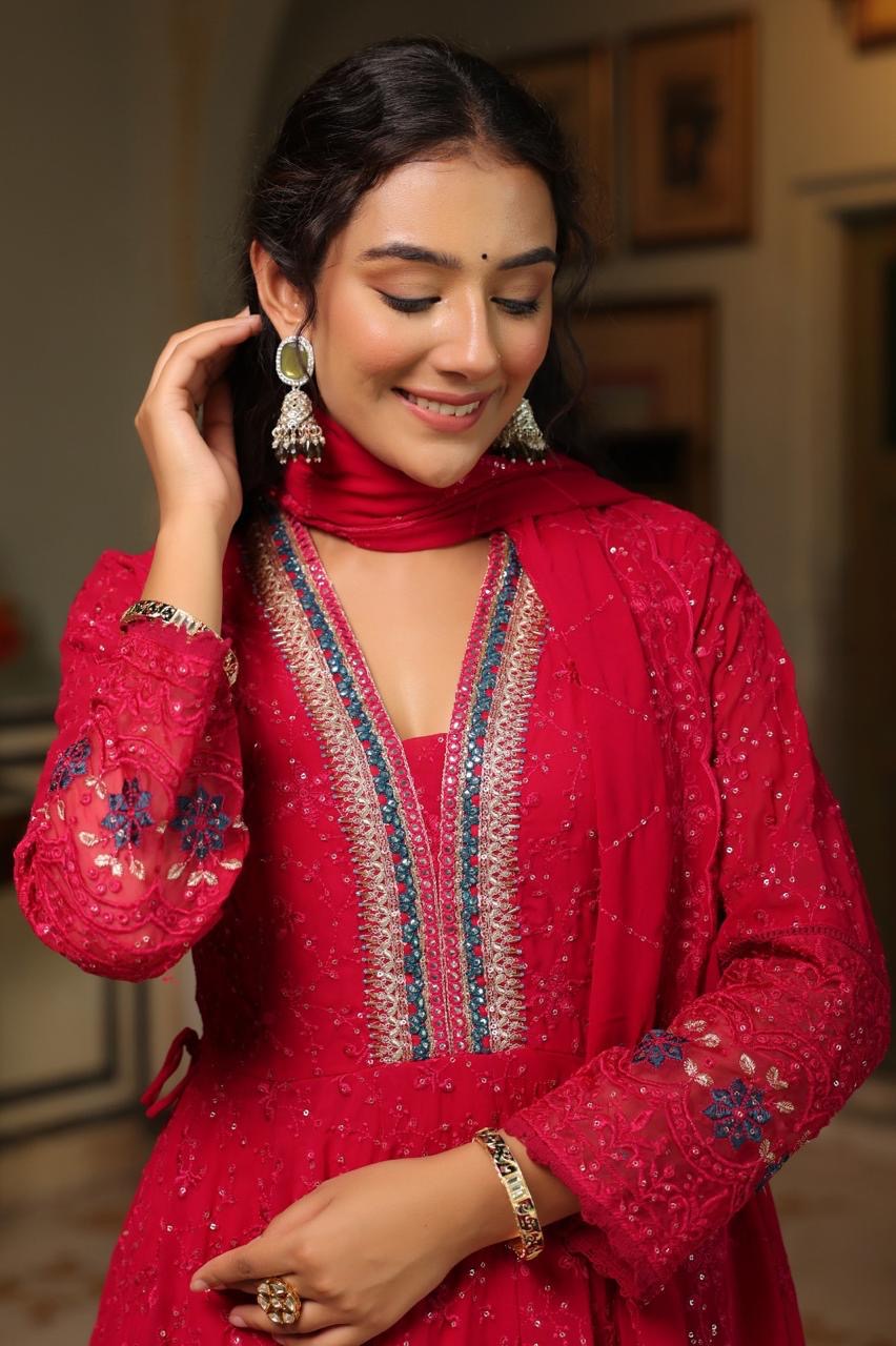 Premium Georgette Festive Suit in Vibrant Colors