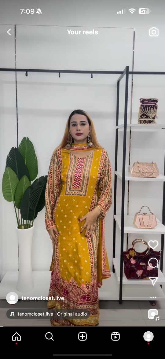 Pure Fabric Super Premium Festive Mustard Suit Set