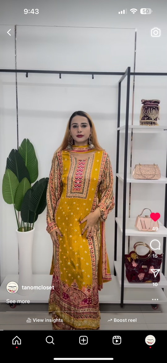 Pure Fabric Super Premium Festive Mustard Suit Set