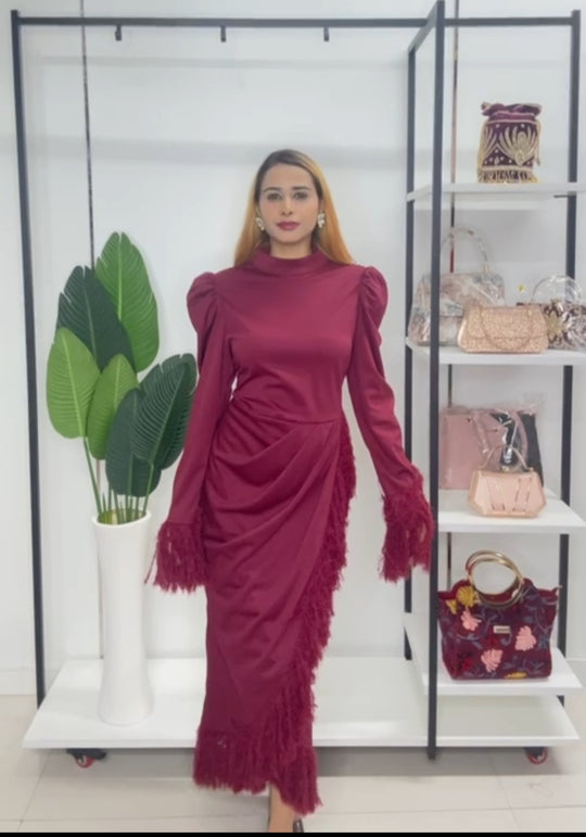 Premium Western Dress - Maroon