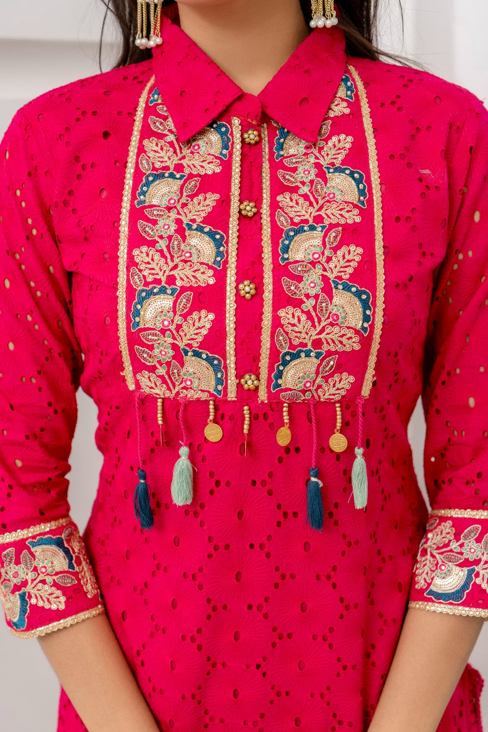 Kurti Suit Set With Dupatta - Schiffly  -  Very Special Offer for this product for you