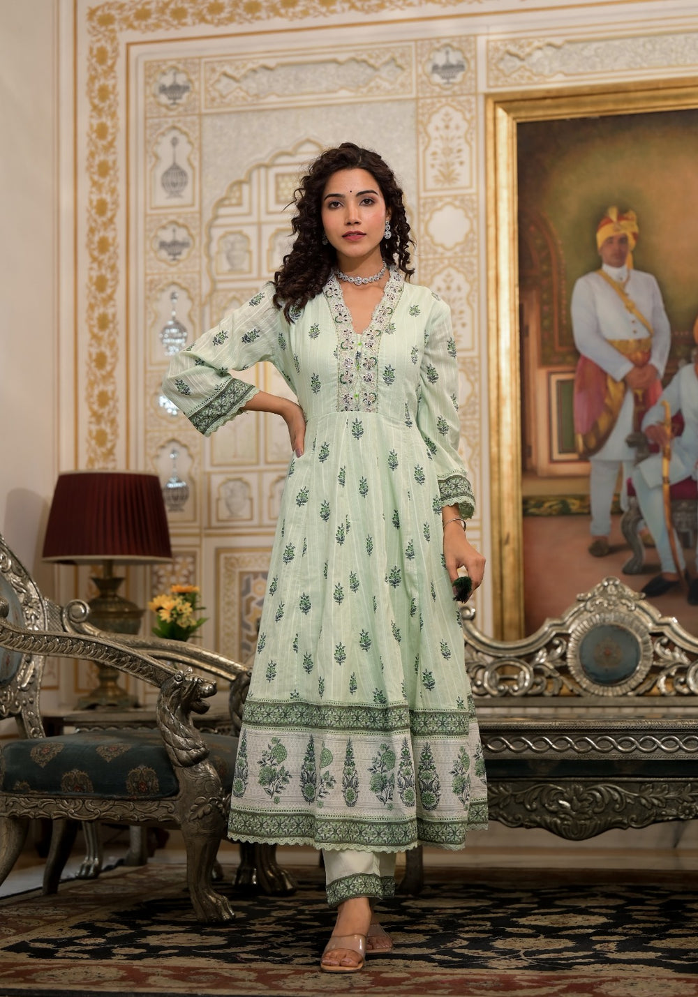 Cotton Stylish Embroidered Anarkali Suit Set