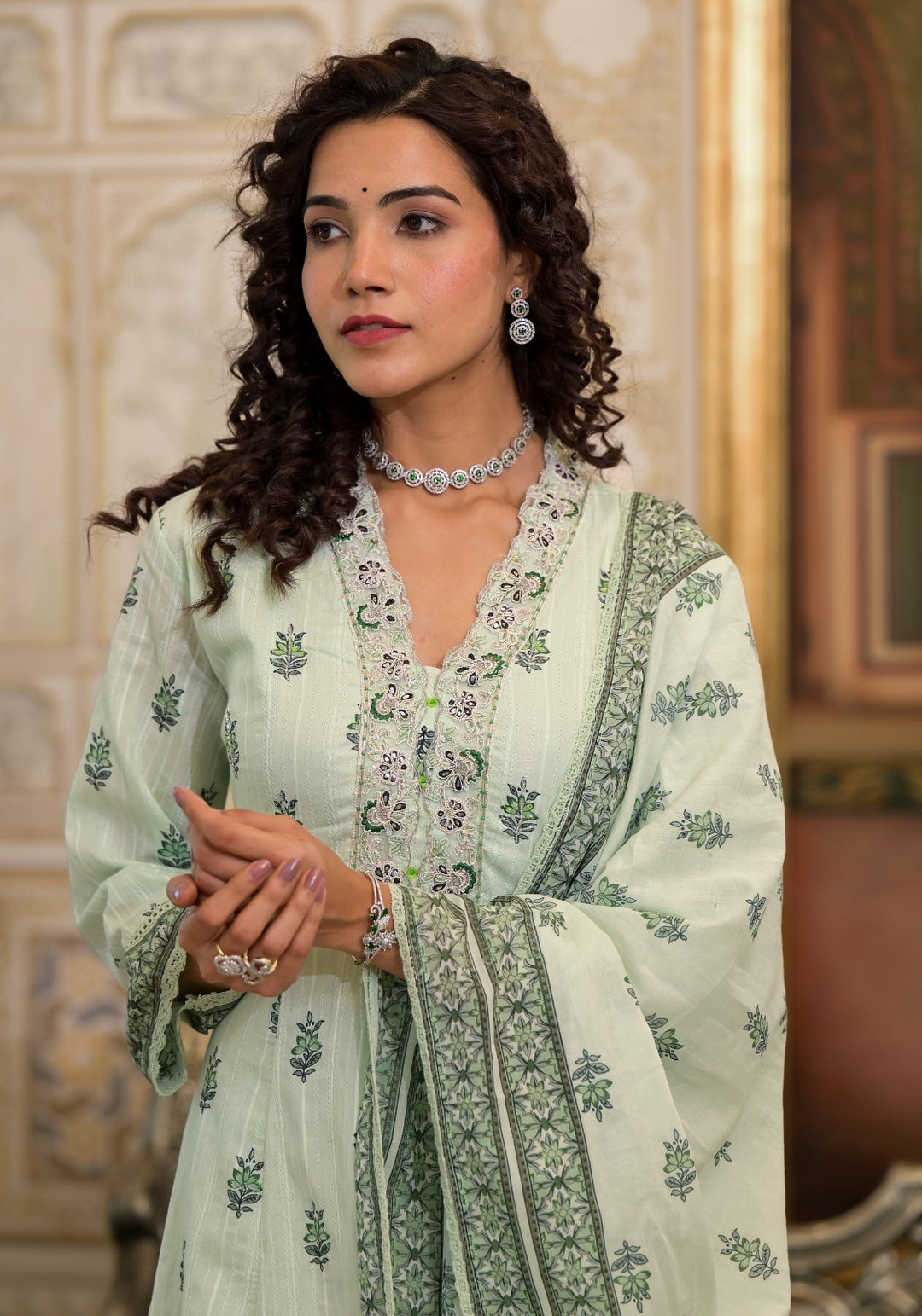 Cotton Stylish Embroidered Anarkali Suit Set