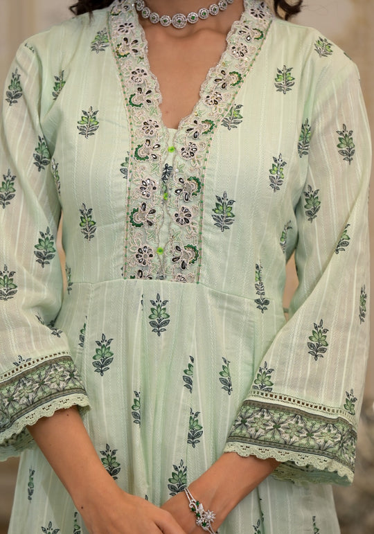 Cotton Stylish Embroidered Anarkali Suit Set