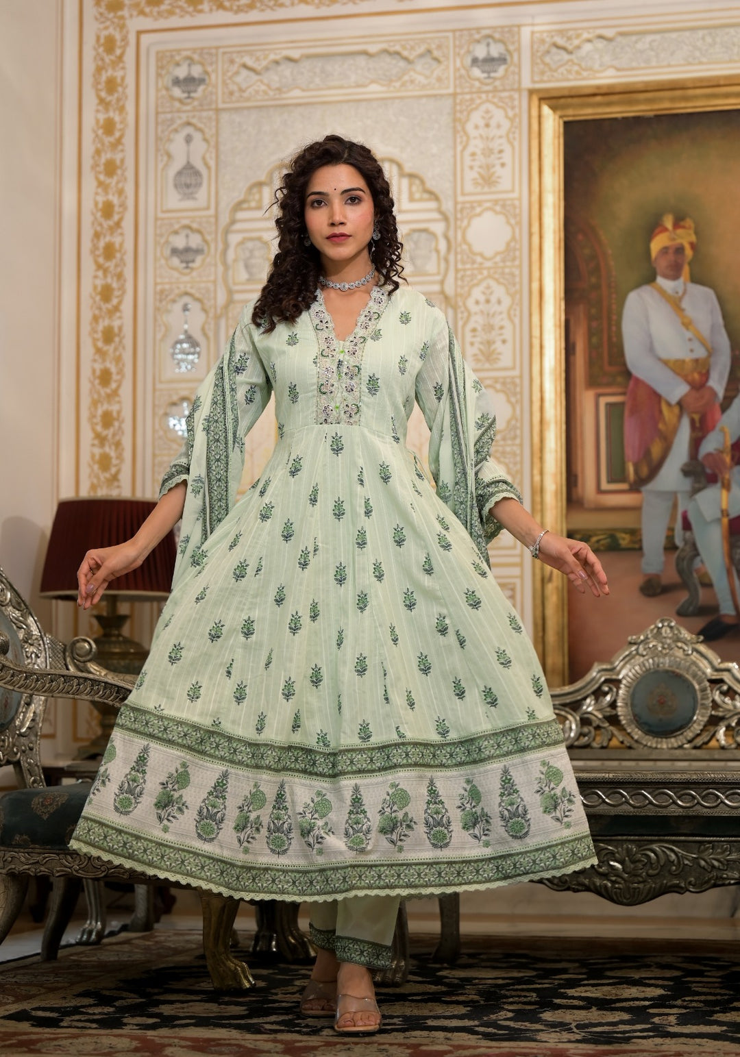 Cotton Stylish Embroidered Anarkali Suit Set
