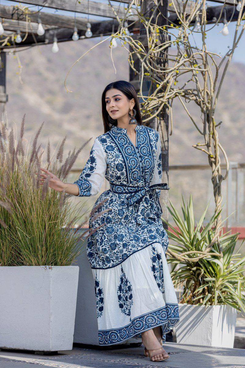 Blue Stylish Single Piece Dress