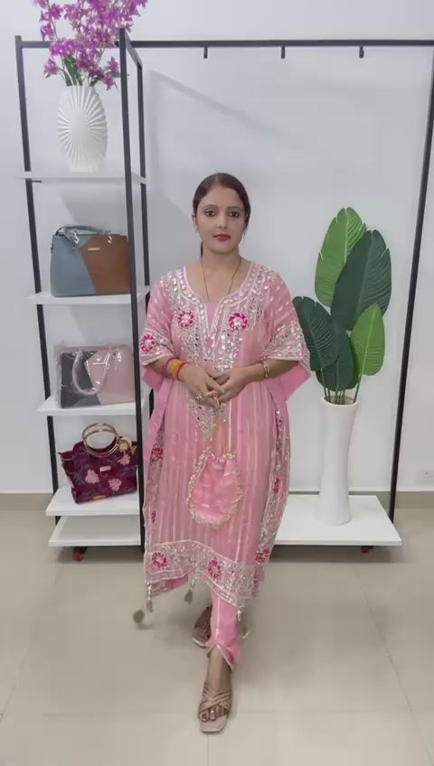 Festive pink Organza Kaftan