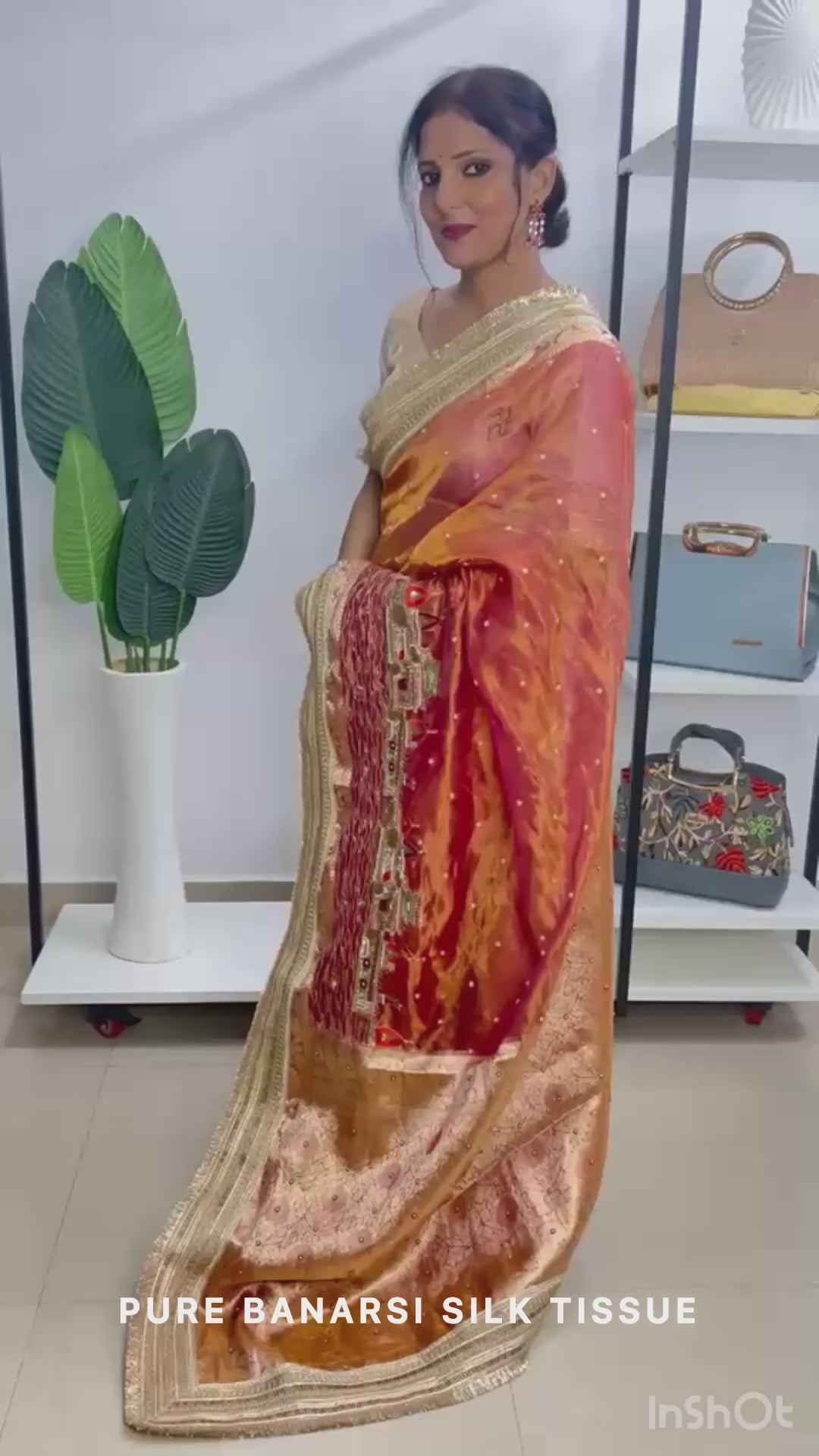 Ganga Ghat - Banarsi Zardozi Pure Silk Tissue Saree