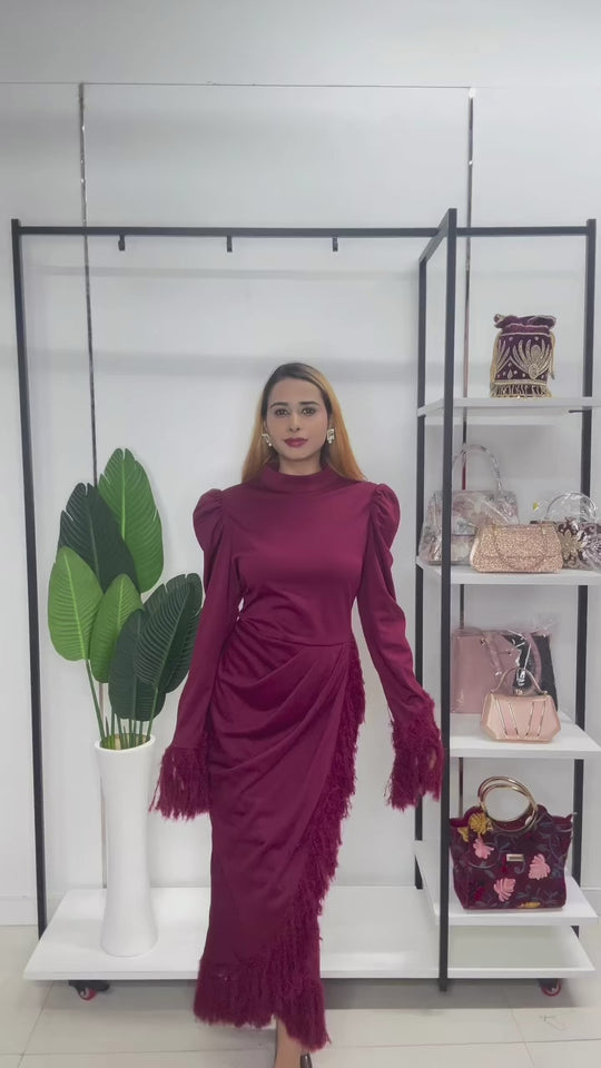 Premium Western Dress - Maroon