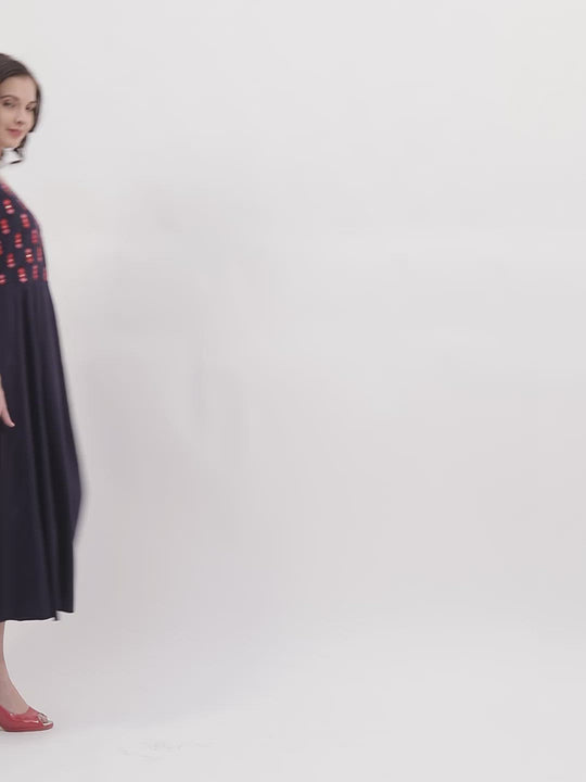 Kurti Dress Navy Embroidered