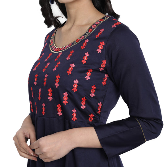 Kurti Dress Navy Embroidered