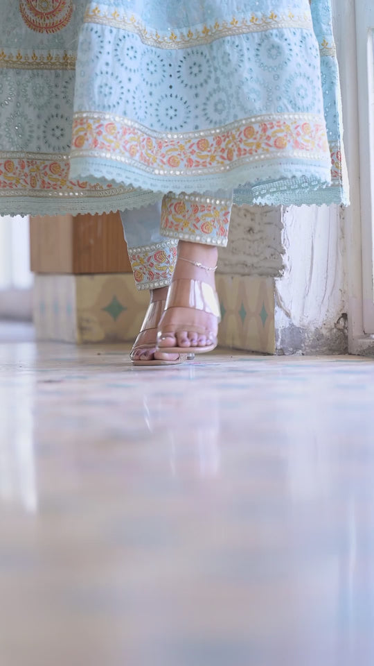 Dazzling Powder Blue Anarkali Suit Set
