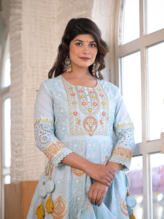 Dazzling Powder Blue Anarkali Suit Set